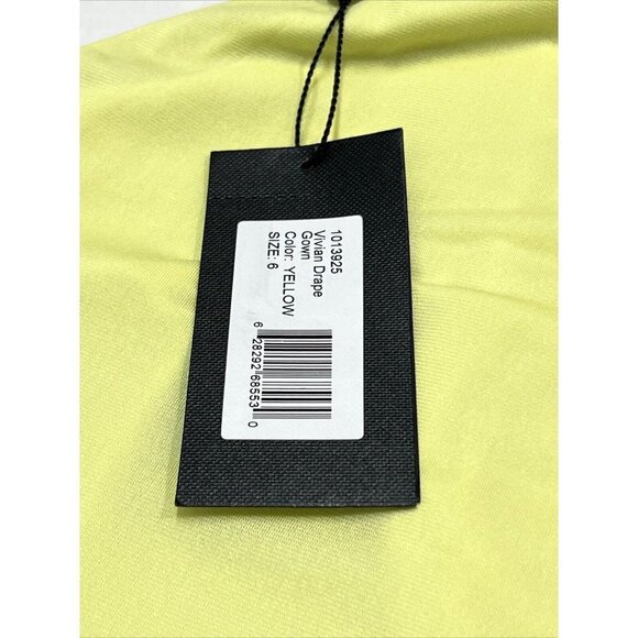 Halston Evening Womens 6 Vivian One Shoulder Sheer Jersey Drape Gown Yellow - Picture 10 of 10